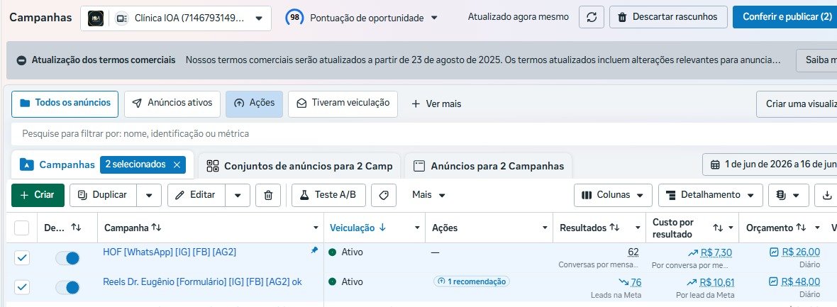 Print dos resultados Meta Ads de Junho